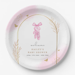 Sweet Elegant Arch Ballerina Welcome Baby Shower Paper Plate