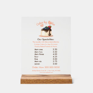 Sweet & Elegant Custom Dessert Menu Acrylic Sign