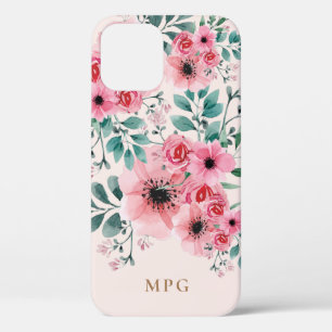 Sweet & Elegant Monogram Watercolour Floral iPhone 12 Case