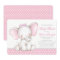 Sweet Elephant Baby Girl Shower Invitations