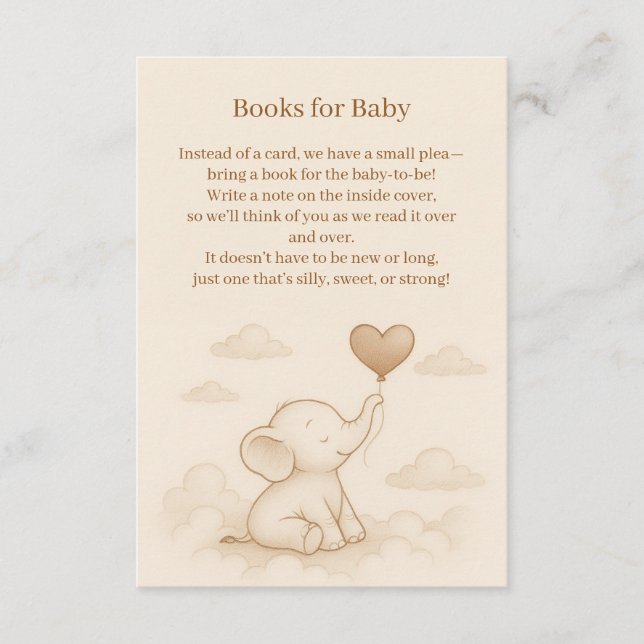 Sweet Elephant Baby Shower Enclosure Card (Front)