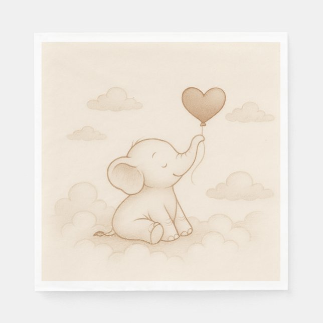 Sweet Elephant Baby Shower Paper Napkins (Front)