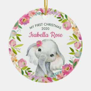 Sweet Elephant Baby's First Christmas Ornament