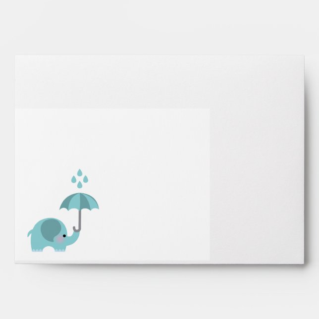 Sweet elephant blue boys baby shower envelopes (Front)