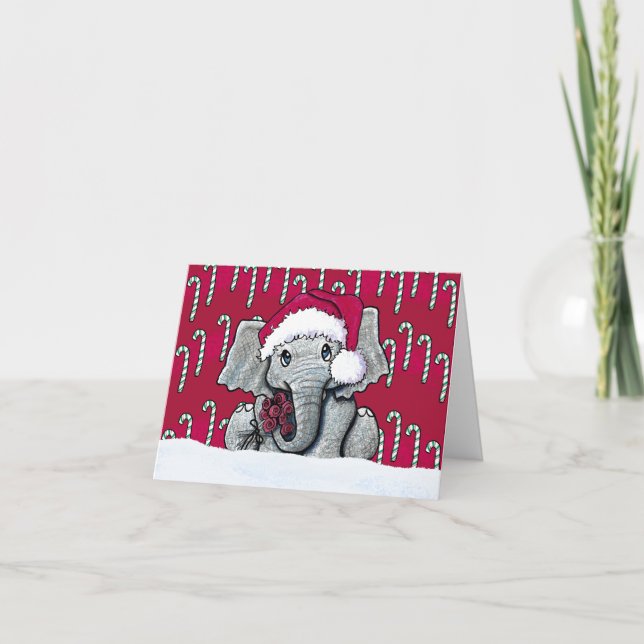 Sweet Elephant Christmas Holiday Card (Front)