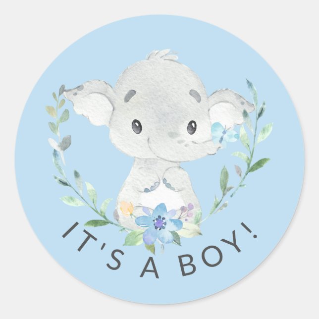 Sweet Elephant It'a Boy Faveur Sticker (Devant)