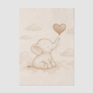 Sweet Elephant Love Balloon Decoupage Tissue Paper