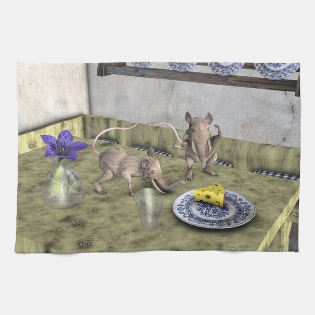 Sweet Elephant Mice Kitchen Towel (Horizontal)