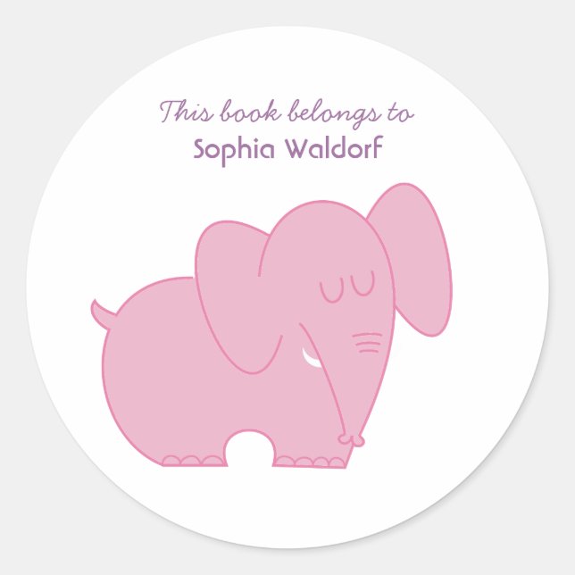 Sweet Elephant (Pink) Classic Round Sticker (Front)