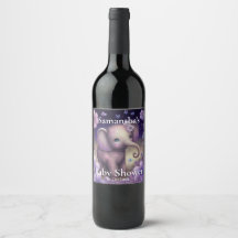 Sweet Elephant purple Baby shower Wine Label
