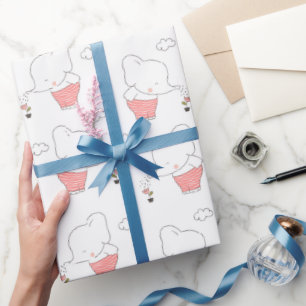 Sweet Elephant Seamless Pattern Design Wrapping Paper