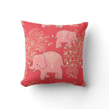 Sweet elephants pillow coral and vanilla