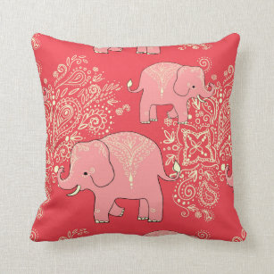 Sweet elephants pillow coral and vanilla