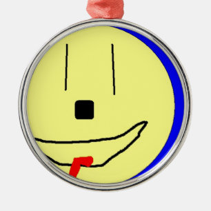 Sweet Emoji, Yellow Blue, Art By Kids :) Metal Ornament