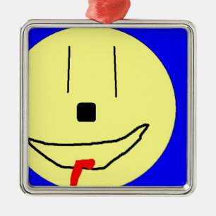 Sweet Emoji,  Yellow Blue, Art By Kids :) Metal Ornament