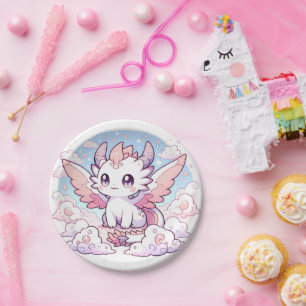 Sweet Enchanted Dragon Baby Shower Paper Plate