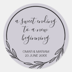 Sweet Ending New Beginning Lavender Purple Wedding Classic Round Sticker