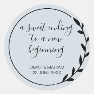 Sweet Ending New Beginning Sage Green Wedding Classic Round Sticker