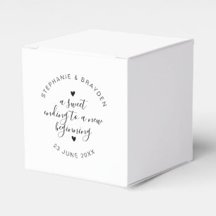 Sweet Ending New Beginnings Elegant Simple Wedding Favor Box