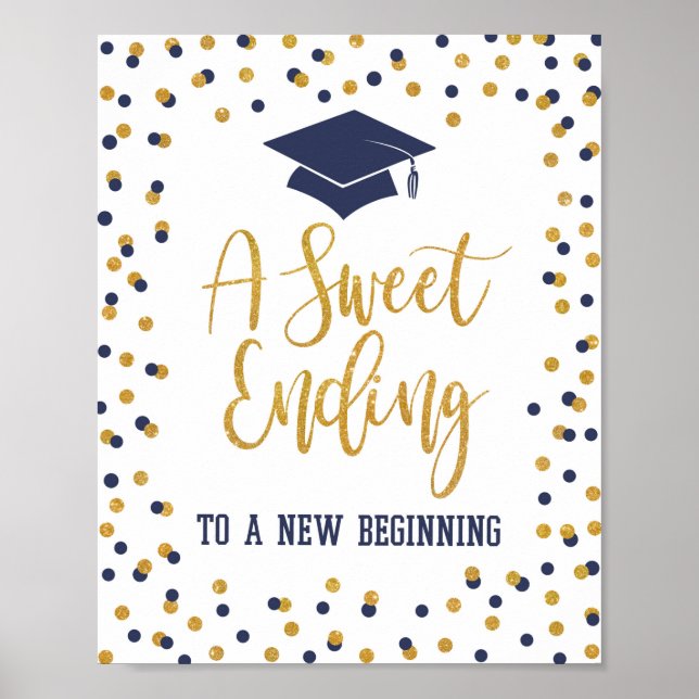 Sweet Ending to a New Beginning Graduation Sign (Front)