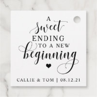 Sweet Ending To A New Beginning Wedding Favour Tag
