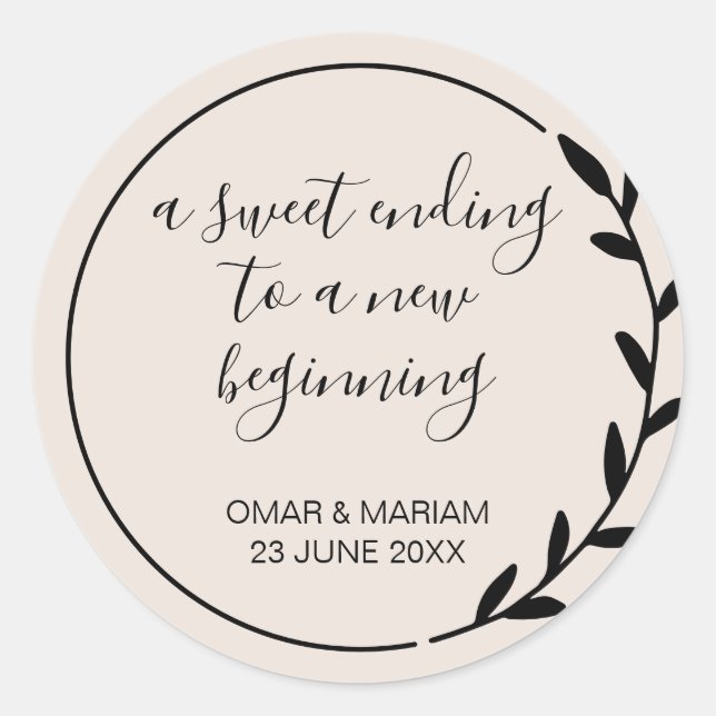 Sweet Ending to New Beginning Botanical Classic Round Sticker (Front)