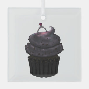 Sweet Engagement Cupcake Glass Ornament
