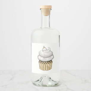 Sweet Engagement Cupcake Liquor Bottle Label
