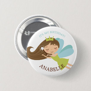 Sweet Faerie Princess "Birthday Girl" Personalized 2 Inch Round Button
