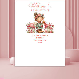 Sweet Fairy Blush Pink Flowers Birthday Banner Tapestry