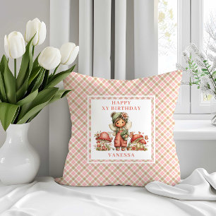 Sweet Fairy Blush Pink Flowers Birthday Pillow