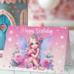 Sweet Fairy Child with Pink Roses Happy Birthday Card<br><div class="desc">Delight a special young girl with this enchanting birthday card, perfect for daughters, granddaughters, nieces, or any little princess who loves all things magical! Featuring a sweet fairy-like child in a frilly pink dress, surrounded by soft pink roses and shimmering sparkles, this card captures the charm and innocence of childhood....</div>
