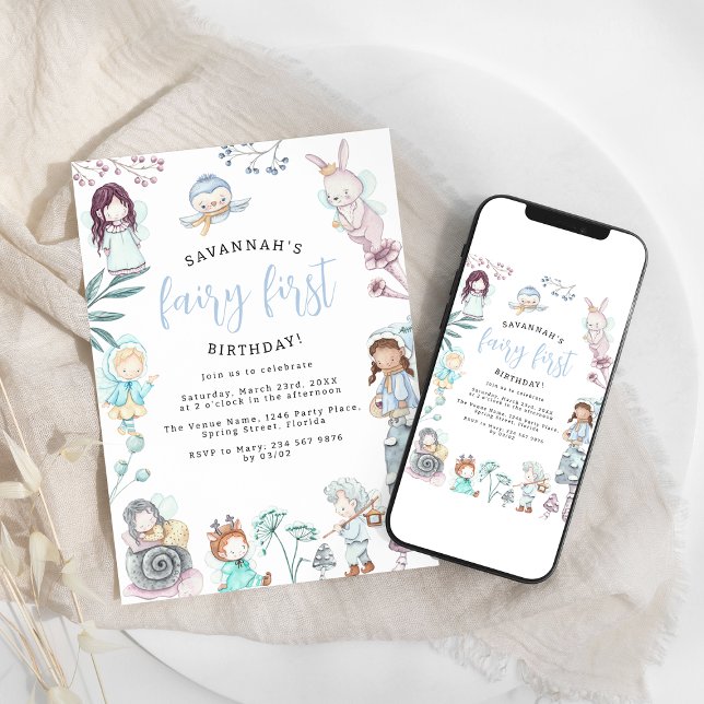Sweet Fairy First Birthday Party Invitation (Creator Uploaded)