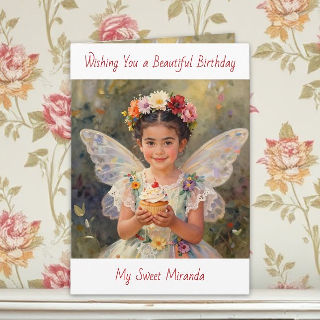 Sweet Fairy Girl | Personalized Birthday Card (Creator Uploaded)