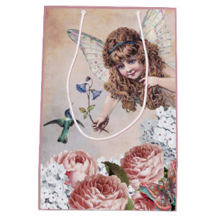 Sweet Fairy Greets Hummingbird Medium Gift Bag
