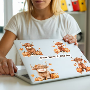 Sweet Fall Highland Cow Large sticker sheet