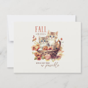 Sweet Fall Kittens in Pumpkin Basket Autumn Love P Postcard