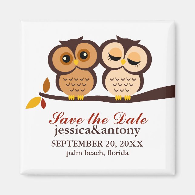 Sweet Fall Owls Wedding Magnet (Front)