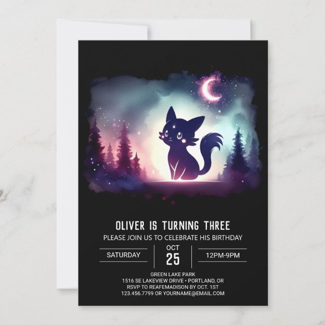 Sweet Fantasy Cat Birthday Invitation (Front)