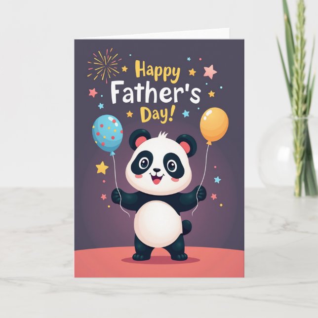 Sweet Fathers Day Bear Balloons Card (Front)