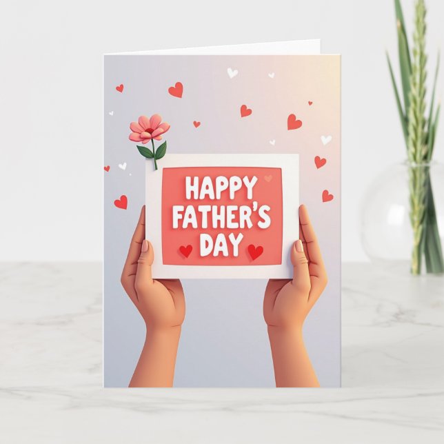 Sweet Fathers Day Hands Holding Card (Front)
