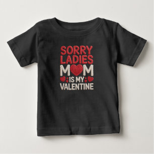 Sweet Faux Yarn Mom Is My Valentine Kids Design Baby T-Shirt