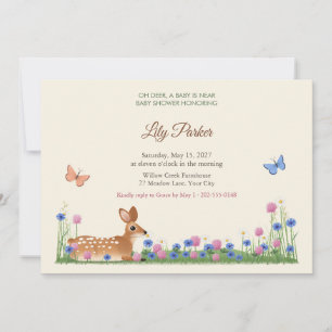 Sweet Fawn in Wildflowers Baby Shower Invitation