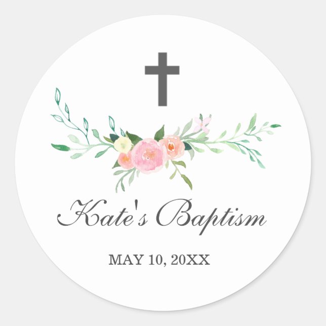 Sweet Floral Baptism Sticker (Front)