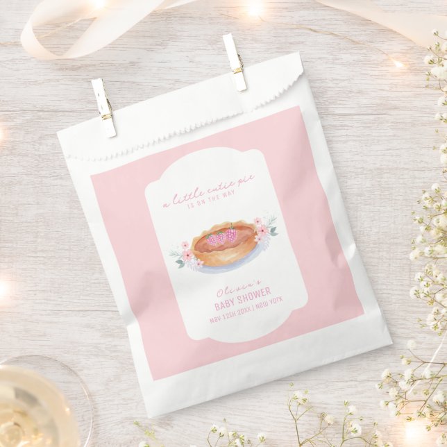 Sweet Floral Cutie Pie Raspberry Baby Shower Favour Bag (Clipped)