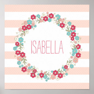 Sweet Floral Girl Name Personalized Wall Art