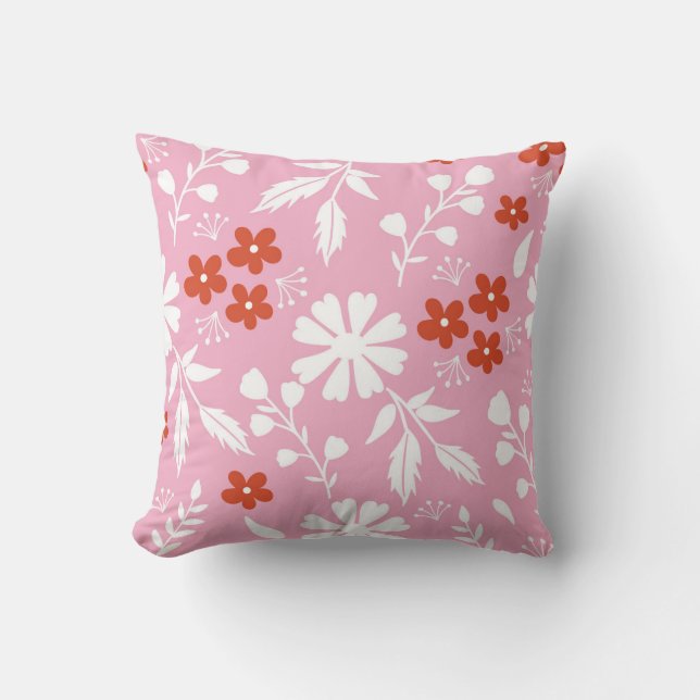 Sweet Floral Harmony Throw Pillow (Front)