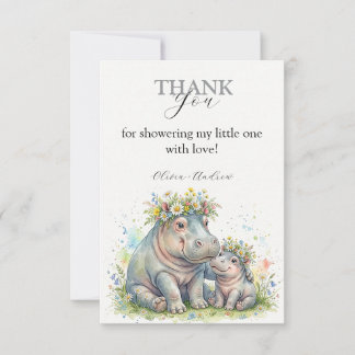 Sweet Floral Hippo Moments Thank You Card