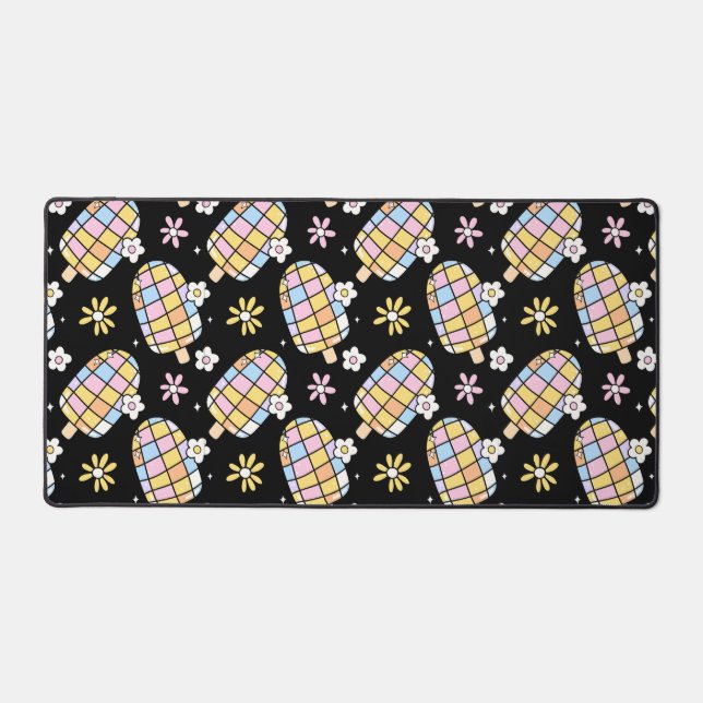 Sweet Floral Ice Cream – Whimsical Summer Pattern  Desk Mat (Front)