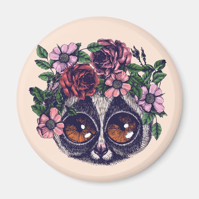 Sweet Floral Lemur Magnet (Front)